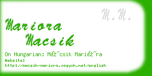 mariora macsik business card